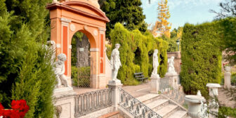 Statues and greenery in Monforte Park in Valencia