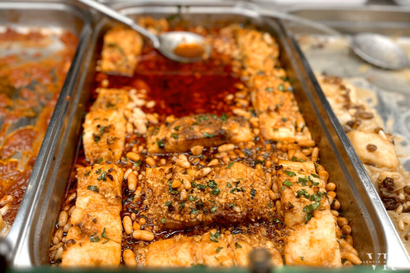 A tray with over baked cod
