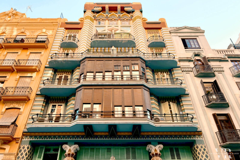 Colorful facade of the Jewish House in Valencia