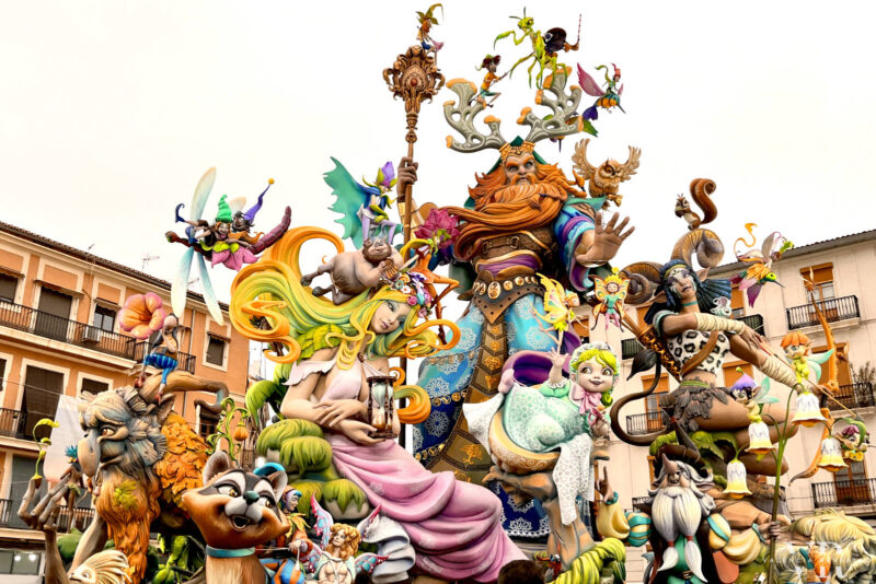A falla depicting a viking and other mythical creatures