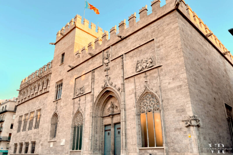 View of the facade of La Lonja building in Valencia