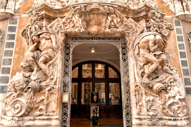 The intricate entrance of Marquez de Dos Aguas Palace