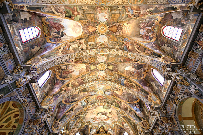 Colourfully painted ceiling of San Nicolás Church in Valencia