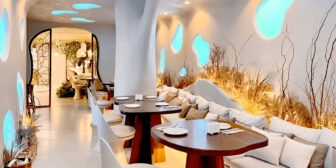 Interesting looking restaurant with organic decor
