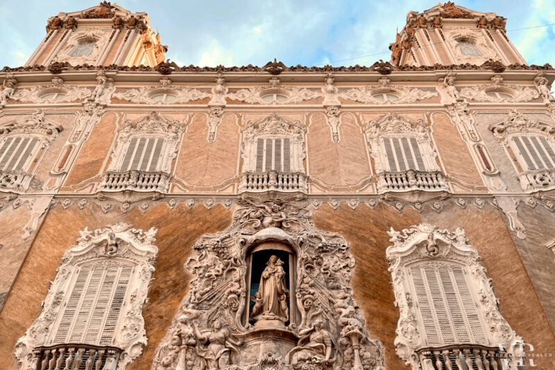 The heavily ornate facade of the Palace of Marquez de Dos Aguas