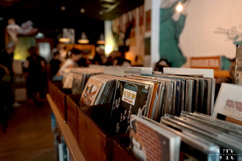 Vinyls for sale in a bar