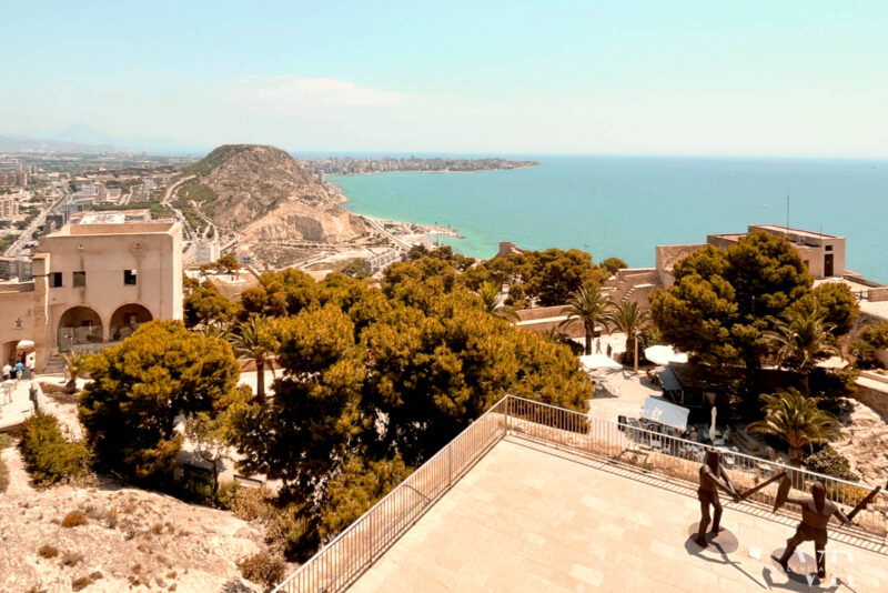 Panoramic views over the city of Alicante and the Mediterranean Sea from Santa Barbara Castle