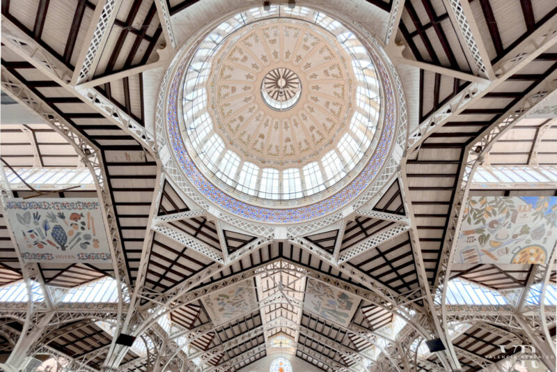 The main dome of the Central Market in Valencia