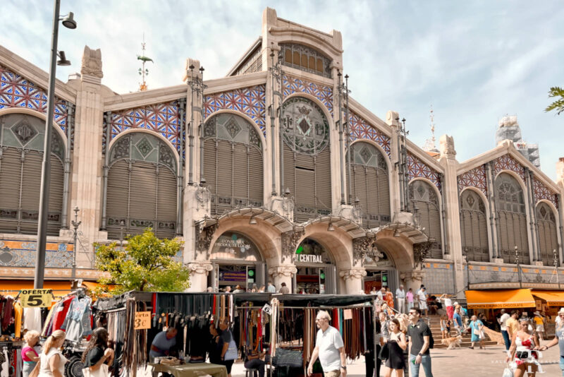 Main entrance of the Central Market in Valencia